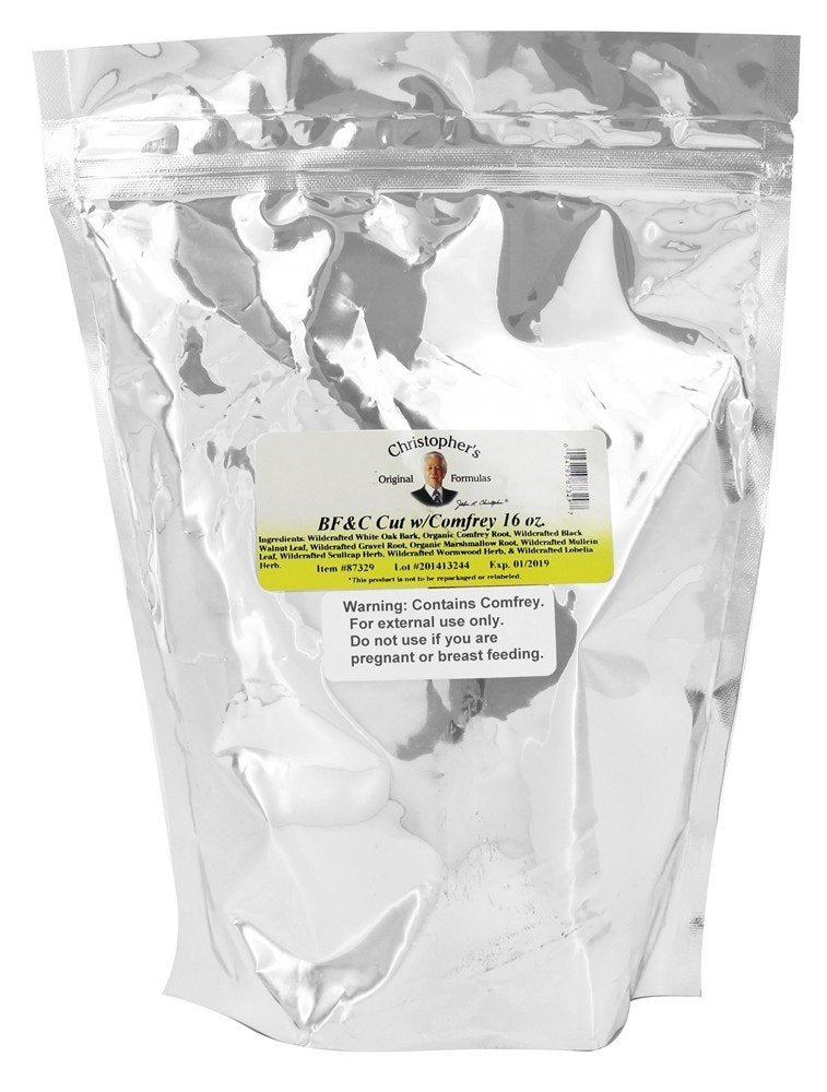 Christopher's Original Formulas BF&C Comfrey bottle pour supports joints and tissue.