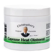 Christopher's Original Formulas Cayenne Heat Ointment tube closeup for targeted warm relief on sore muscles.