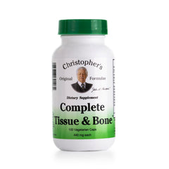 Christopher's Original Formulas Complete Tissue and Bone Capsules bottle promoting daily tissue and bone wellness.