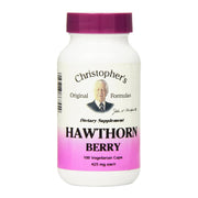 Christopher's Original Formulas Hawthorn Berry Capsules bottle for convenient daily cardiovascular wellness.