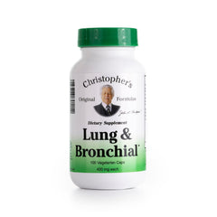 Christopher's Original Formulas Lung Bronchial bottle closeup highlighting herbal blend for respiratory support