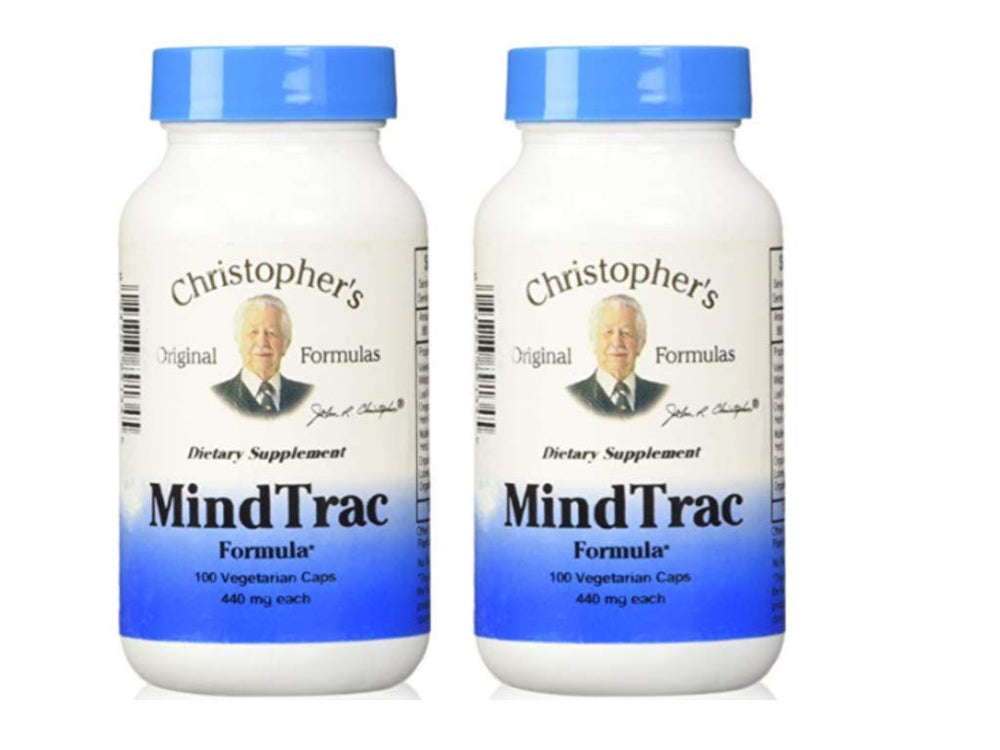 Christopher's MindTrac bottle front showing mood-support formula for daily balance.
