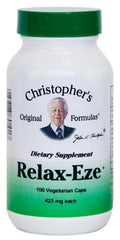 Christopher's Original Formulas Relax-Eze bottle on a counter, promoting daily calm and balance.