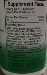 Relax-Eze capsule close-up showing veggie capsules and natural herbal blend.
