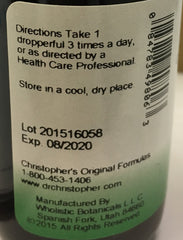 Christopher's Original Formulas dropper bottle closeup with precise dosing.