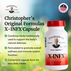 Christopher's Original Formulas X-INFX capsules close-up for easy daily supplementation.