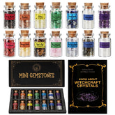 Cikuco crystal bottle 14-piece set for decorative display and beginner witchcraft explorations.
