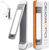Circadian Optics Lumos 2.0 folding mechanism enables ergonomic desk lighting for tailored setups.