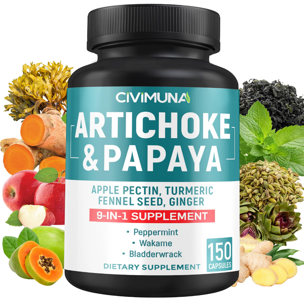 CIVIMUNA Artichoke Capsules bottle front showing 5 months supply for daily wellness.