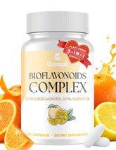 Clarusph Citrus Bioflavonoids capsules in a bottle, highlighting a high strength plant-based formula