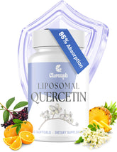 Clarusph Quercetin with Bromelain bottle demonstrates liposomal delivery for easier daily use.