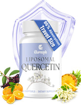 Clarusph Quercetin with Bromelain bottle close-up highlighting liposomal absorption