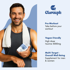 Clarusph Taurine daily routine image suggests a simple, convenient wellness habit