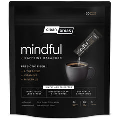 Clean Break Mindful dissolves clear in coffee for a tasteless focus boost