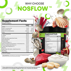 NosFlow pine bark extract capsules shown with hydration-friendly formula.