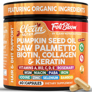 Clean Nutra pumpkin seed oil capsules bottle for hair support and scalp nutrition.