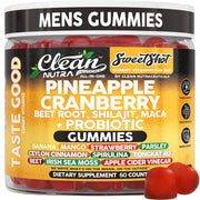 Clean Nutra Sweet Shot bottle front displaying pineapple-cranberry gummies for daily wellness.