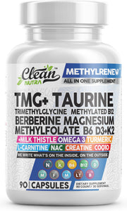Clean Nutra TMG bottle pour for easy daily methylated multivitamin routine