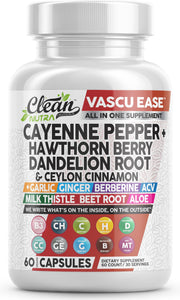 Clean Nutra Vascu Ease bottle with capsules for daily digestive comfort.