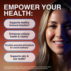 Clean Nutraceuticals Astaxanthin Lycopene Drops pour showing peach mango flavor for easy intake.