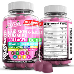 Clean Nutraceuticals Biotin Collagen Keratin Gummies bottle may support healthy hair, skin, and nails.