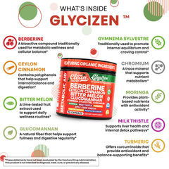 GlyciZen liposomal berberine bottle highlights enhanced absorption and gut comfort.