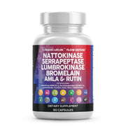 Clean Nutraceuticals nattokinase bottle showing enzyme blend for daily wellness.