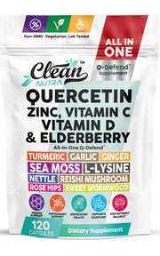 Clean Nutraceuticals Q Defend bottle front promotes daily immune support on the go.