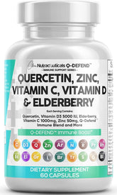Clean Nutraceuticals Quercetin Zinc Vitamin C bottle for daily immune support.