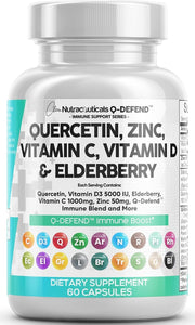 Clean Nutraceuticals Quercetin Zinc Vitamin C bottle for daily immune support.
