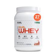 RIVAL NUTRITION Clean Rival Whey Salted Caramel 2lb tub showing premium protein powder texture and packaging for lean muscle support