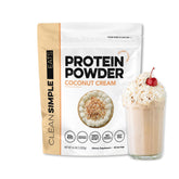 Clean Simple Eats packaging with Coconut Cream whey, gluten-free and naturally sweetened