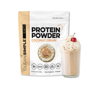 Clean Simple Eats packaging with Coconut Cream whey, gluten-free and naturally sweetened