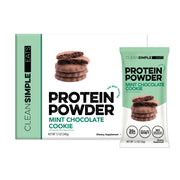 Clean Simple Eats Mint Chocolate Cookie stick pack ready for on-the-go protein boost.