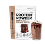 Clean Simple Eats whey protein powder—powder form, creamy shake for post-workout energy