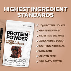 Single-serving scoop of Clean Simple Eats whey protein for on-the-go use