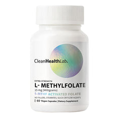 CleanHealthLab L-Methylfolate 15mg bottle with a pure, filler-free formula.