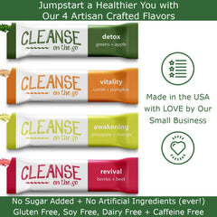 CLEANSE on the go Vitality carrot pumpkin packet ready to blend for a vibrant day