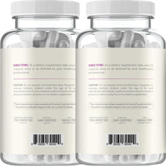 Closeup of Clear Formulas capsules showing 500 mg quercetin with zinc and bromelain