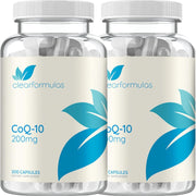 Clear Formulas Quick Absorption CoQ10 bottle with 200mg ubiquinone for daily energy support.