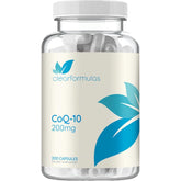 Clear Formulas Quick Absorption CoQ10 bottle front shows 200 mg potency for daily energy