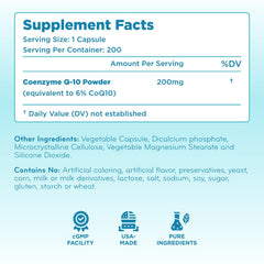Close-up of Clear Formulas CoQ10 capsules highlighting easy-to-swallow design