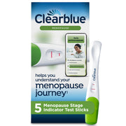 Clearblue Menopause Stage Indicator packaging with benefits overview for tracking progression