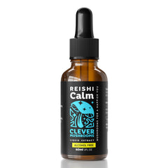 Clever Mushrooms Reishi tincture bottle for relaxation and immune support.