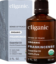 Cliganic Aceite Esencial de Incienso en botella, aroma puro para aromaterapia.