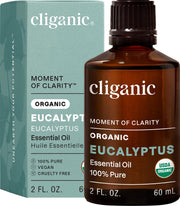 Cliganic Eucalyptus : bouteille d'huile pure prête pour diffusion d'aromathérapie.