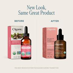Cliganic Moringa Oil close-up showcasing pure, single-ingredient formula for dry skin care.