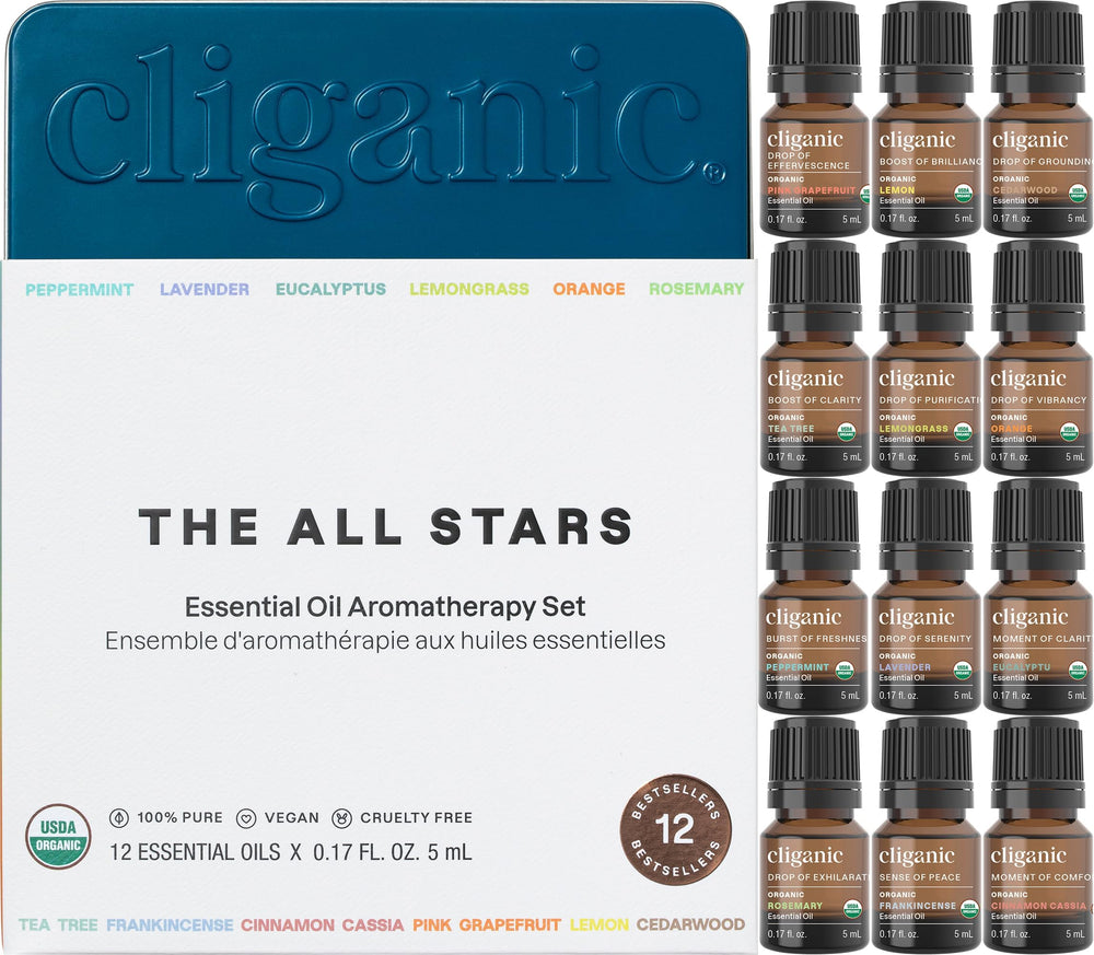 Cliganic peppermint oil bottle for refreshing diffuser aroma in any room