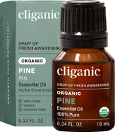Cliganic Pine Essential Oil bottle close-up for pure pine aroma in diffusers