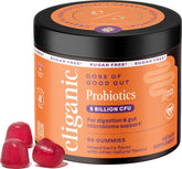 Cliganic sugar-free probiotics gummies berry bottle showcasing 60-day supply.